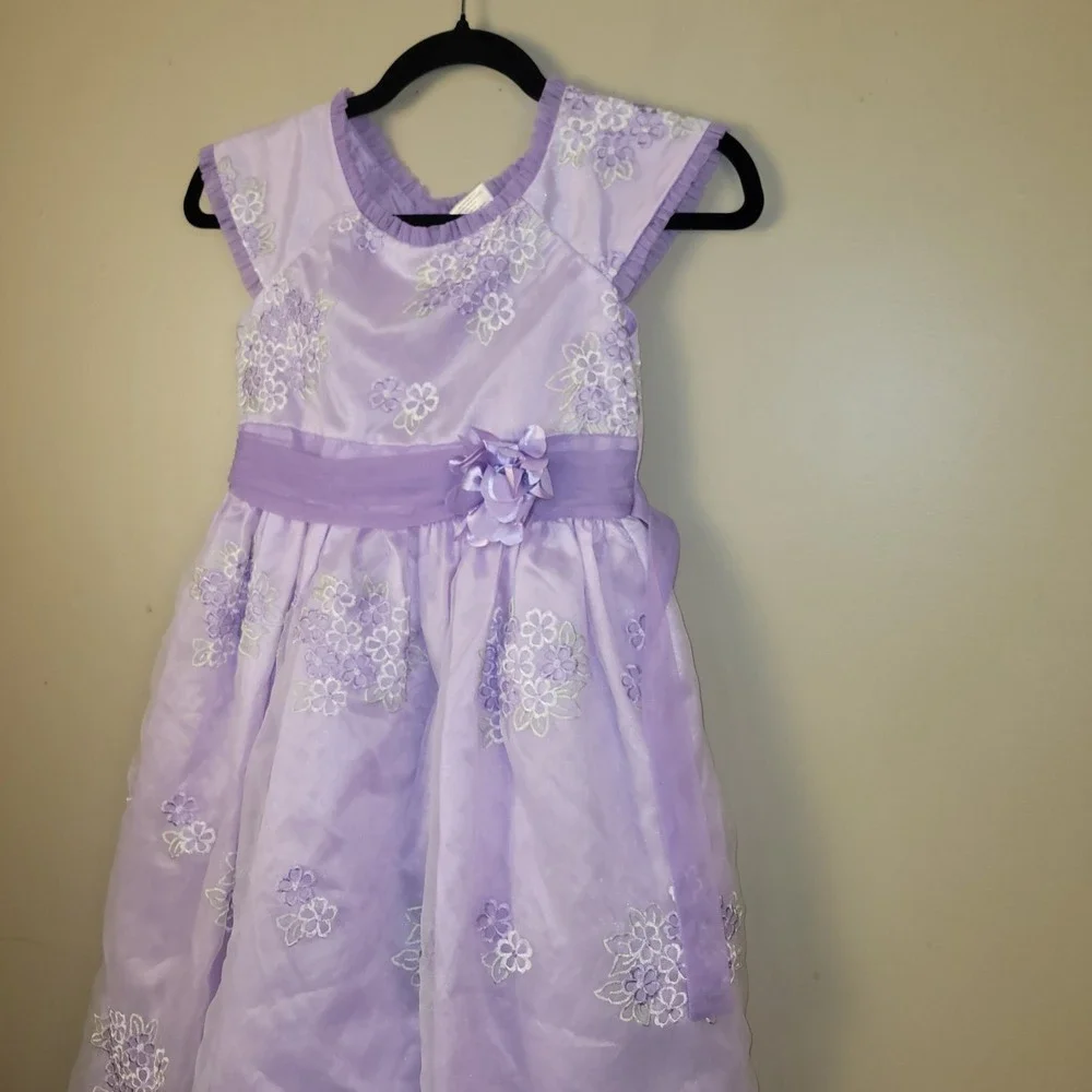 Title (SEO Optimized)Joan Calabrese Girls Lavender Floral Dress Size‎ 10...